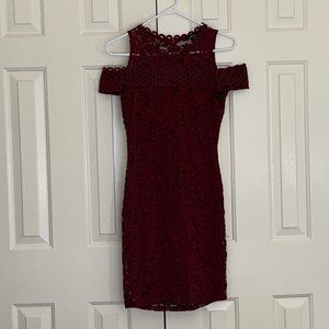 Burgundy Lacy Off the Shoulder Dress Size Small